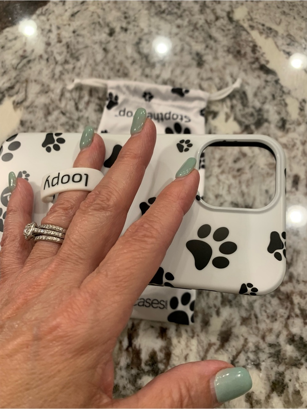 iPhone 16 Plus loopy doggy paw print case & holder/bag “stop the drop” NEW! - Picture 7 of 16